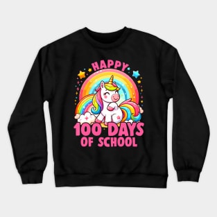 Happy 100Th Day Of School Unicorn 100 Days Of School Teacher Crewneck Sweatshirt